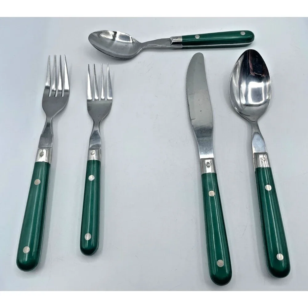 5-Pieces Washington Forge Mardi Gras Stainless Flatware Hunter Green
